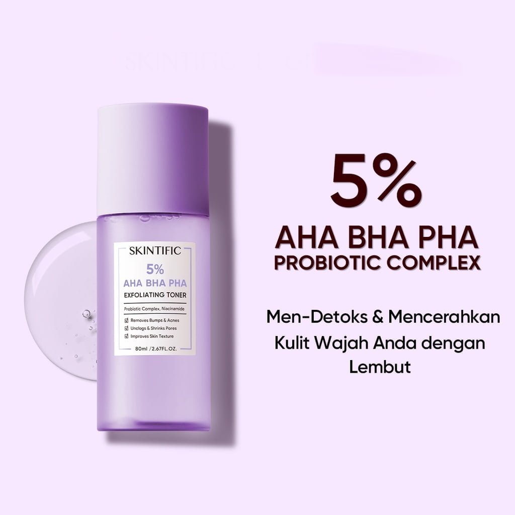 AHA BHA PHA Exfoliating Toner00000 Skintific 5% AHA BHA PHA Exfoliating Toner - Gambar 1