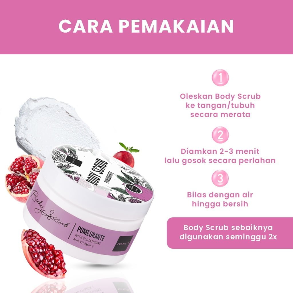 Body Scrub Pomegrante00001 Scarlett Body Scrub Pomegrante - Gambar 4