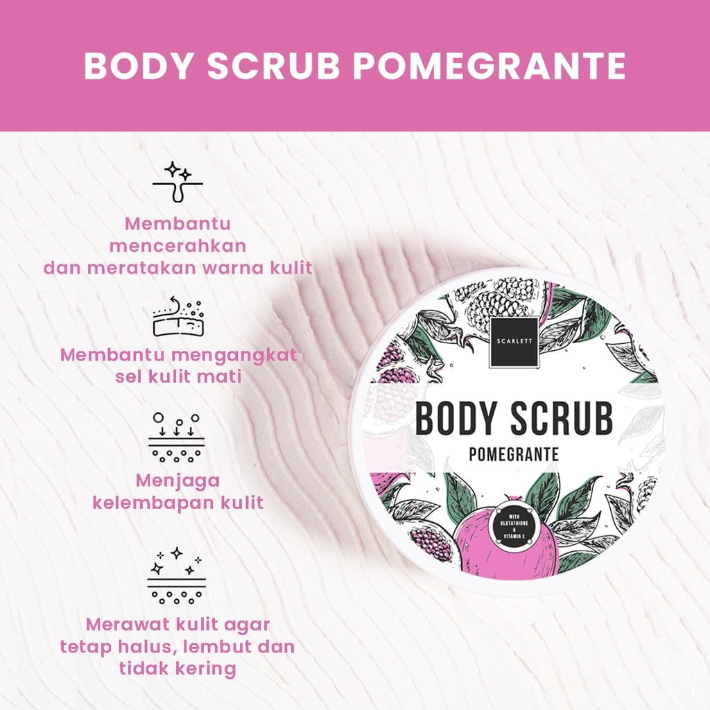 Body Scrub Pomegrante00002 Scarlett Body Scrub Pomegrante - Gambar 3