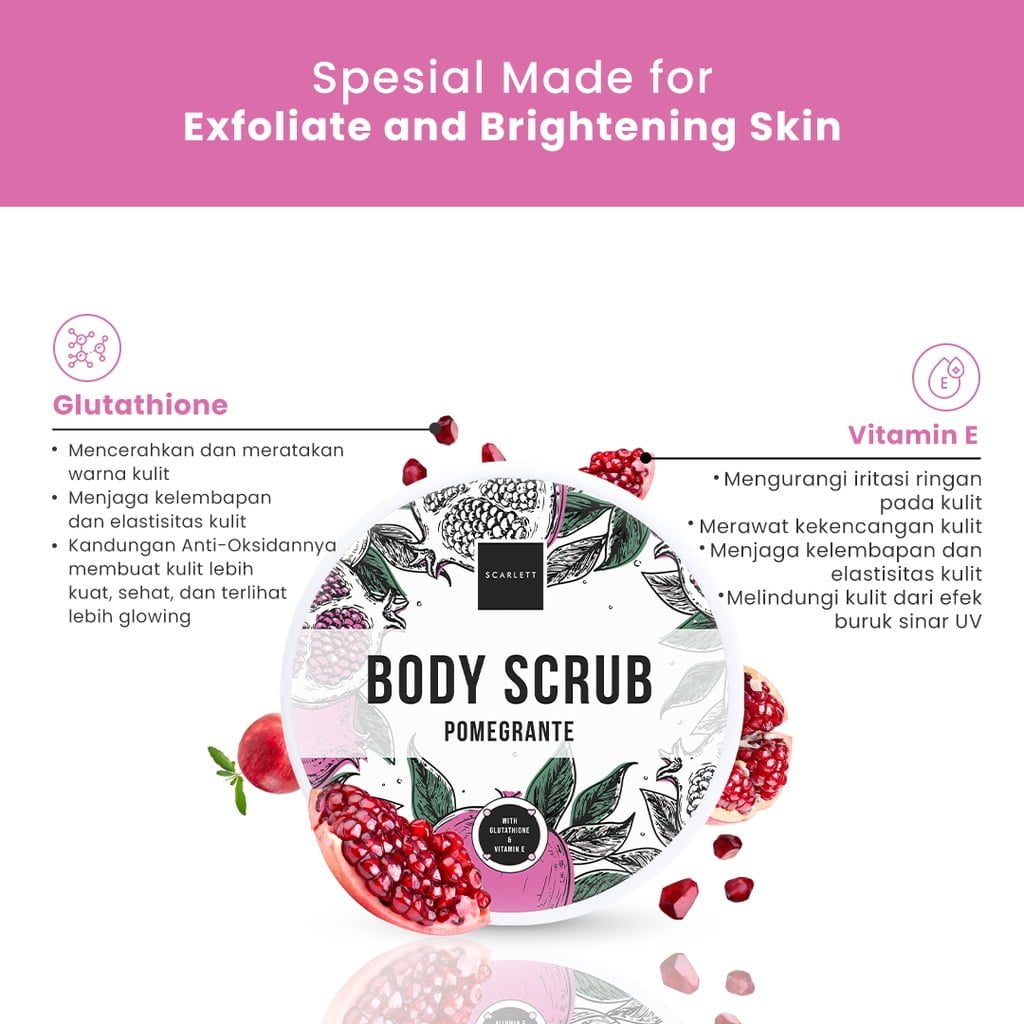 Body Scrub Pomegrante00003 Scarlett Body Scrub Pomegrante - Gambar 2