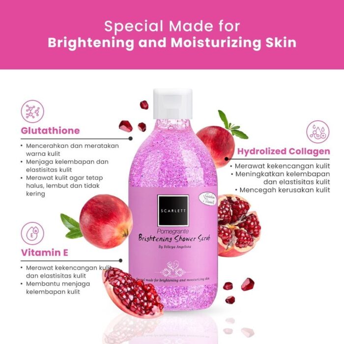 Scarlett Brightening Shower Scrub Pomegrante - Gambar 3