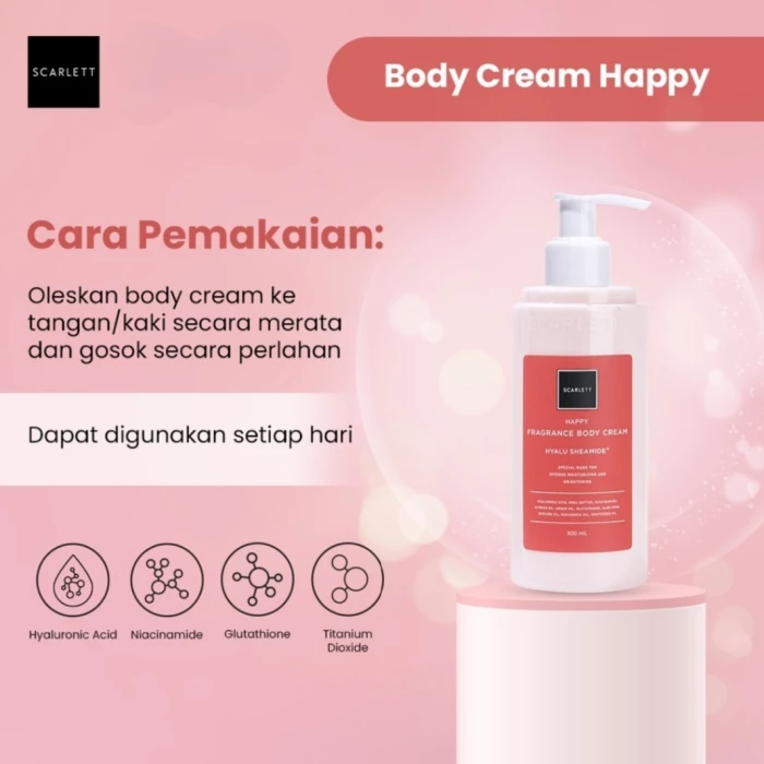 Scarlett Fragrance Body Cream Happy2 Scarlett Fragrance Body Cream Happy - Gambar 2