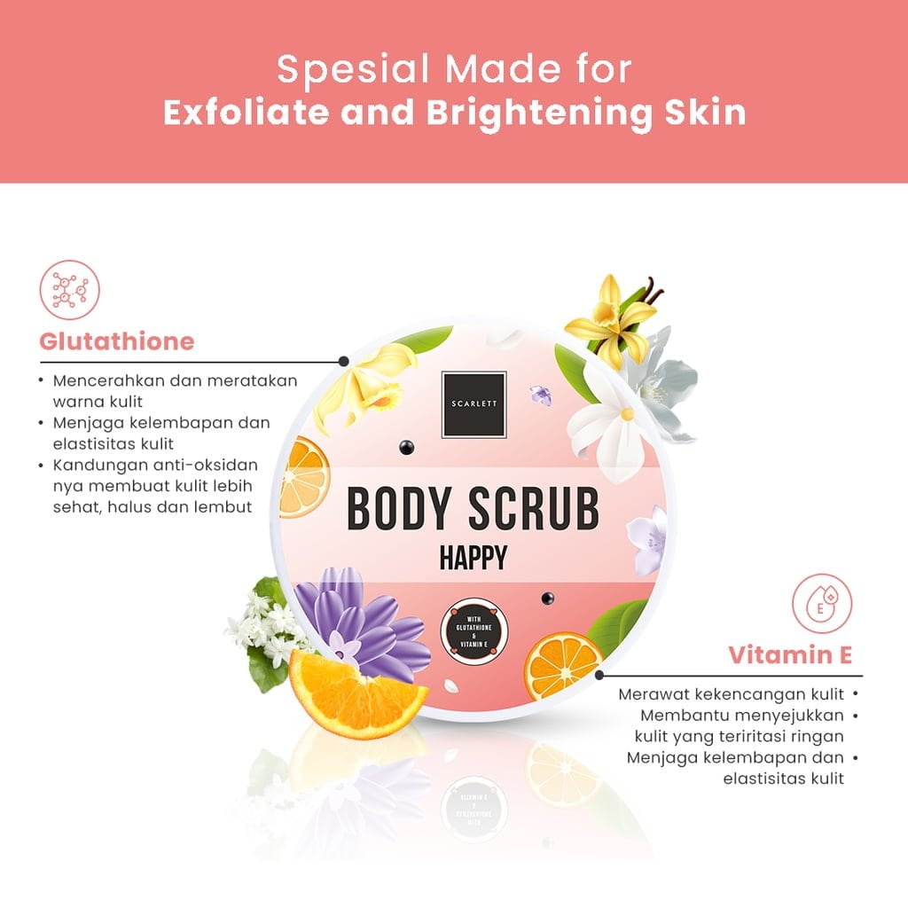 Scarlett Whitening Body Scrub Happy 00003 Scarlett Body Scrub Happy - Gambar 2