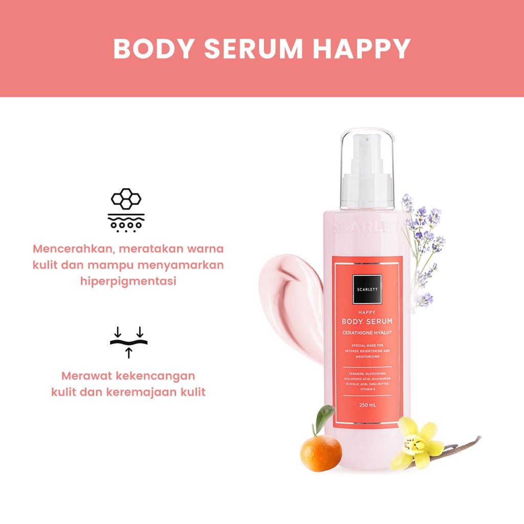 Scarlett Whitening Body Serum Happy00003 Scarlett Body Serum Happy - Gambar 2