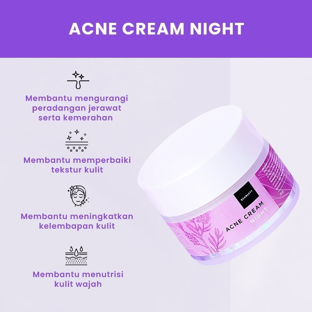 scarlett acne cream night-3 Scarlett Acne Cream Night - Gambar 3