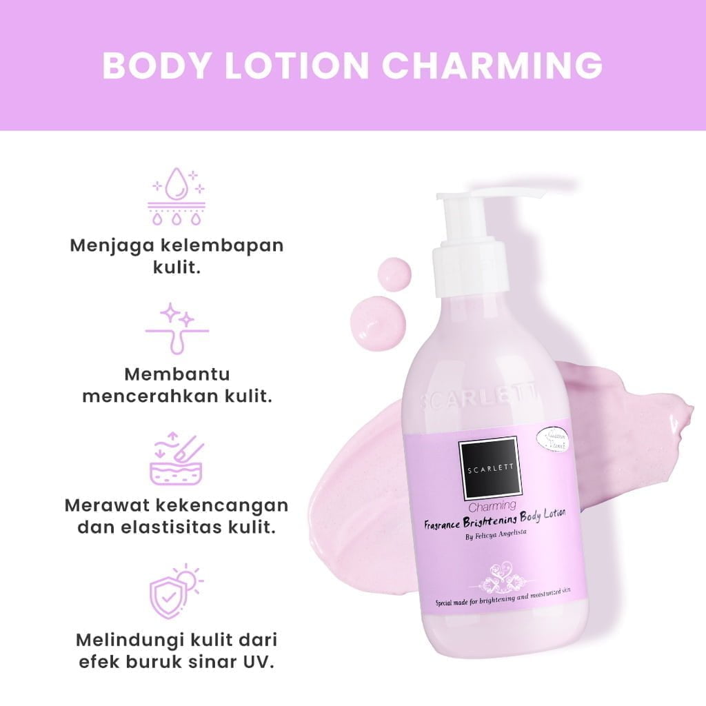 Fragrance Brightening Body Lotion Charming00001 Scarlett Body Lotion Charming - Gambar 3