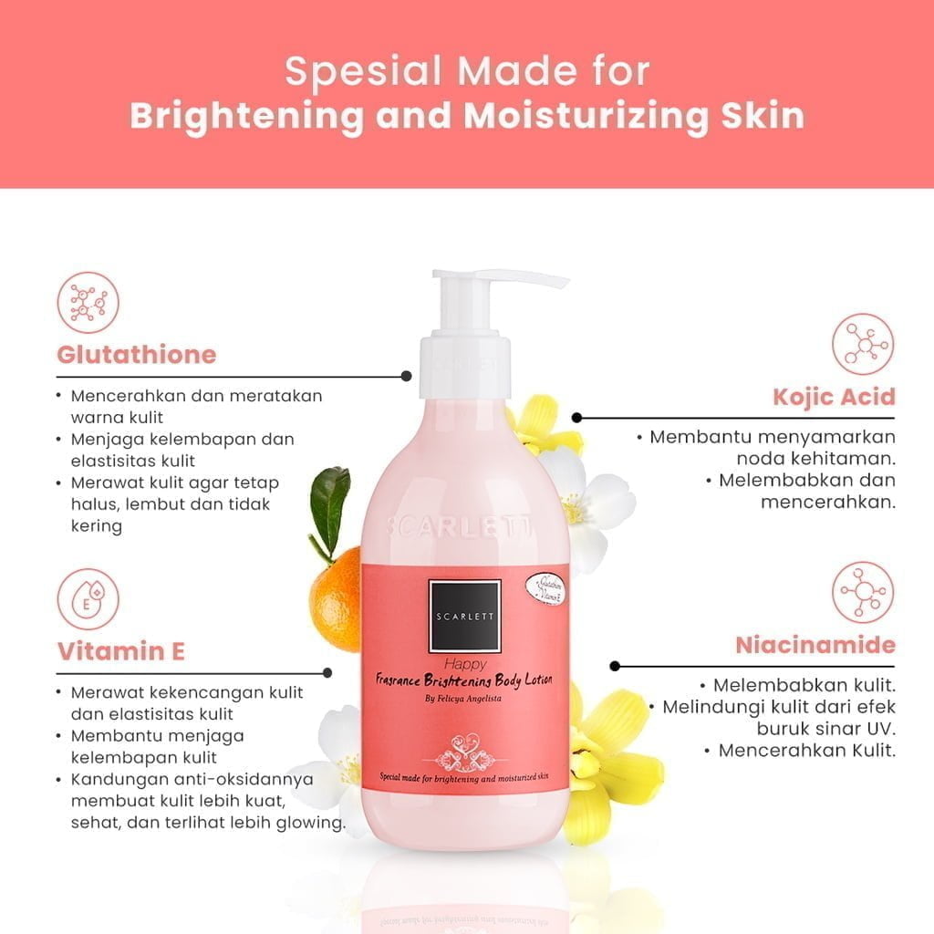 Scarlett Fragrance Brightening Body Lotion Happy-2 Scarlett Body Lotion Happy - Gambar 4