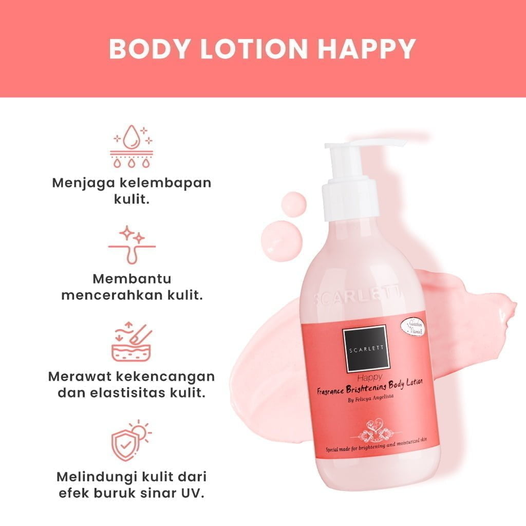 Scarlett Fragrance Brightening Body Lotion Happy-3 Scarlett Body Lotion Happy - Gambar 3