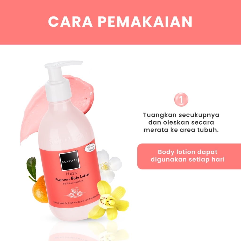 Scarlett Fragrance Brightening Body Lotion Happy-4 Scarlett Body Lotion Happy - Gambar 2