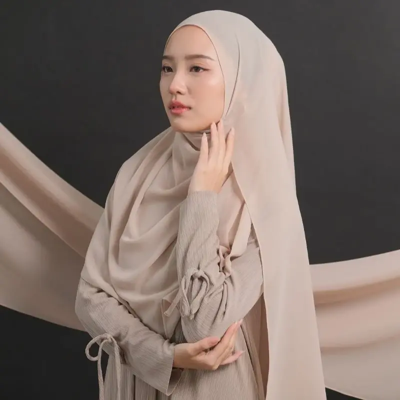 NHS Looks Pashmina Plain New - Almond NHS Looks Pashmina Plain - Gambar 7