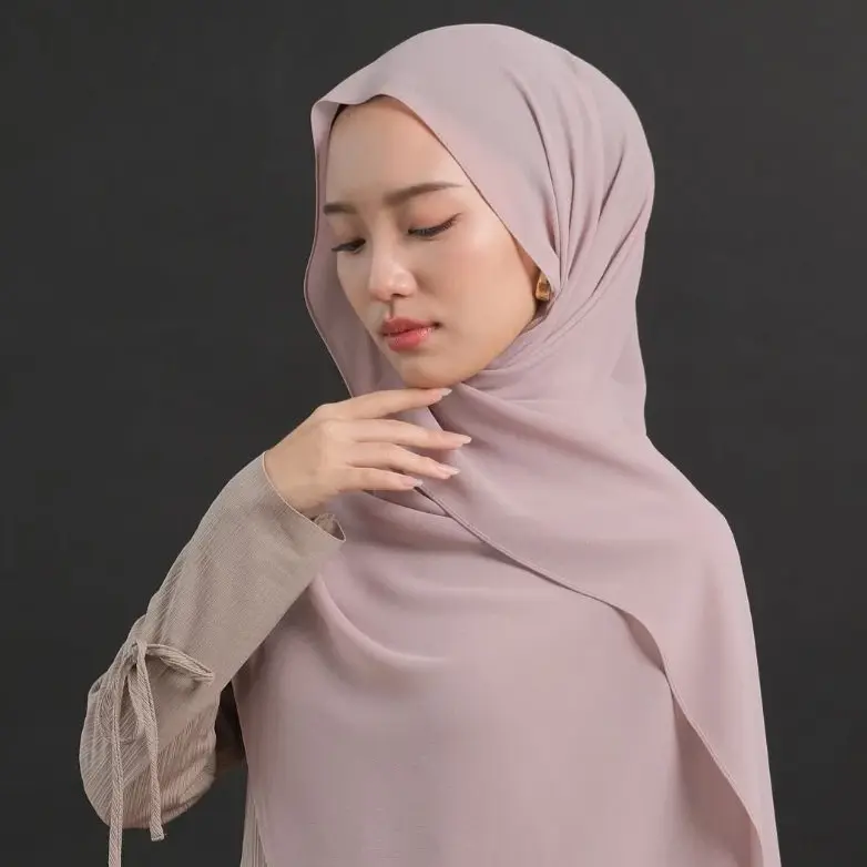NHS Looks Pashmina Plain New - Dark Rose NHS Looks Pashmina Plain - Gambar 4