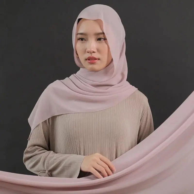 NHS Looks Pashmina Plain New - Nude Pink NHS Looks Pashmina Plain - Gambar 5
