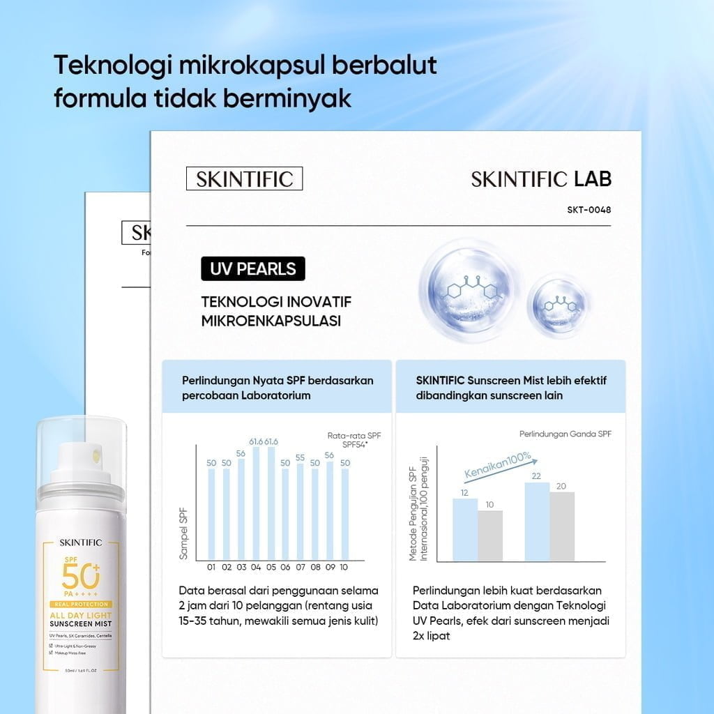 Skintific All Day Light Sunscreen Mist-3 Skintific All Day Light Sunscreen Mist SPF50 PA++++ - Gambar 5