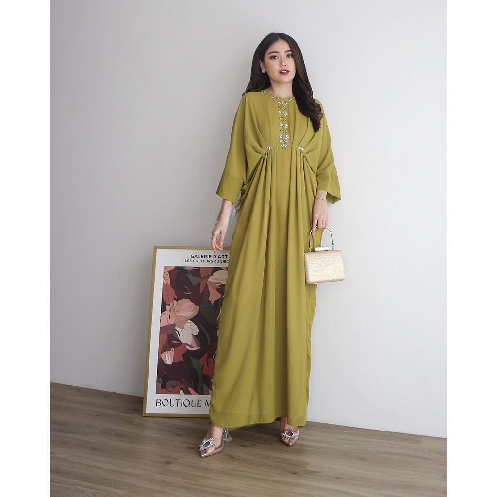 Ameena Kaftan Olive Ameena Kaftan - Gambar 2