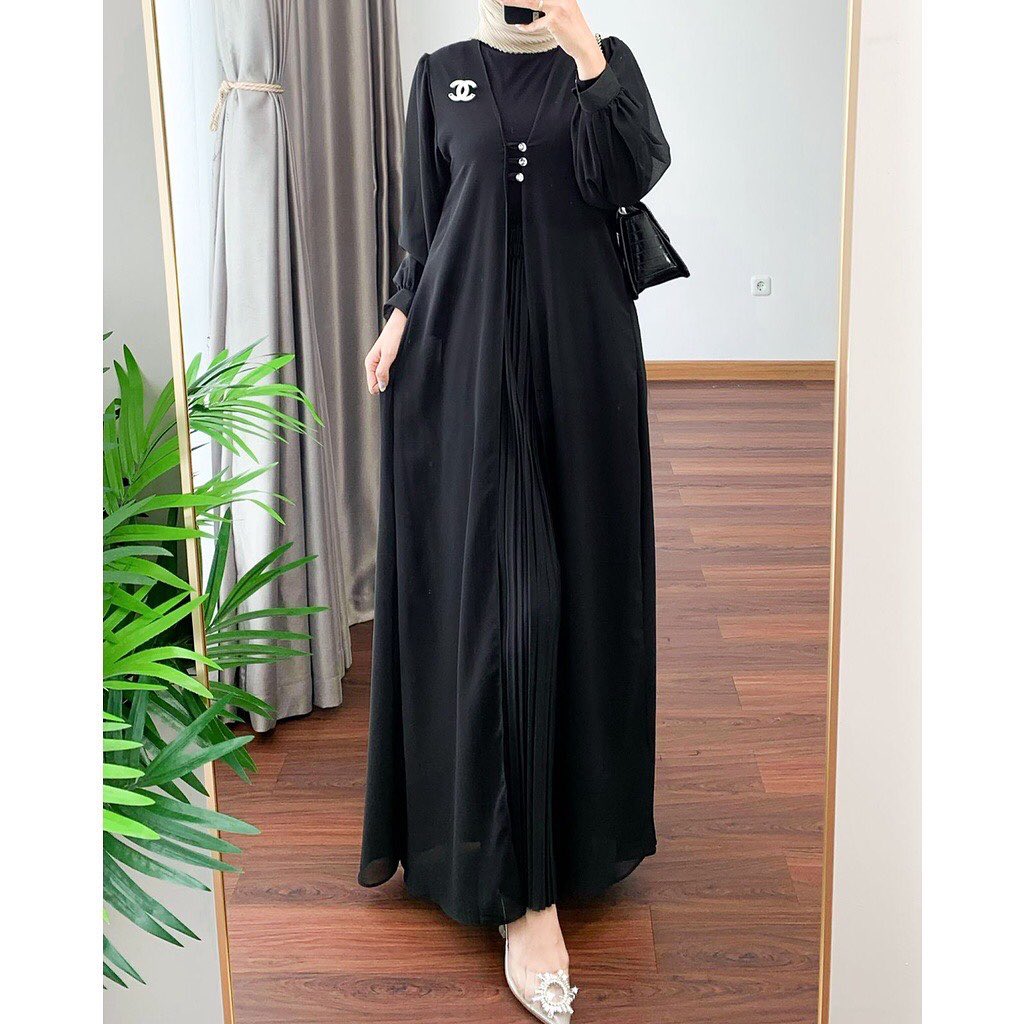 Amelia Outer Gamis Black Outer Gamis (No Inner) - Gambar 2