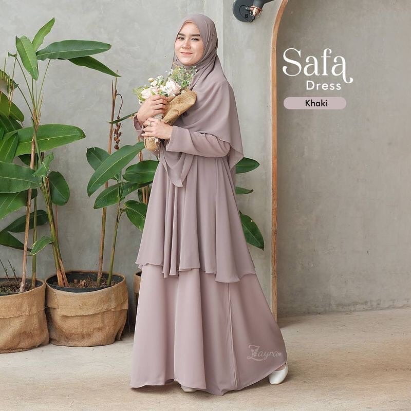 Safa Dress Khaki Set Safa Dress (With Pashmina) - Gambar 2
