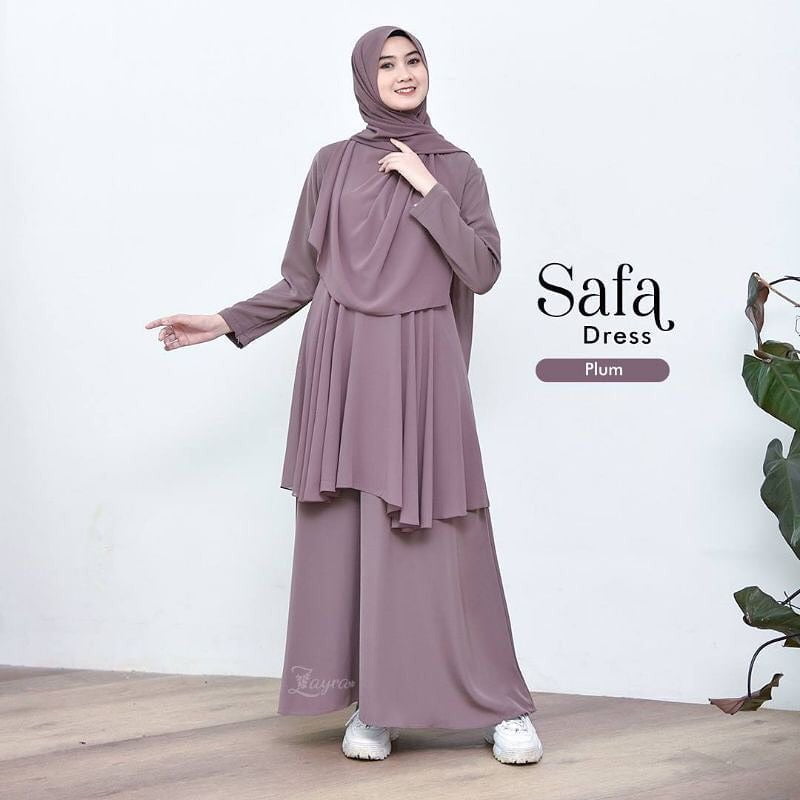 Safa Dress Plum Set Safa Dress (With Pashmina) - Gambar 1