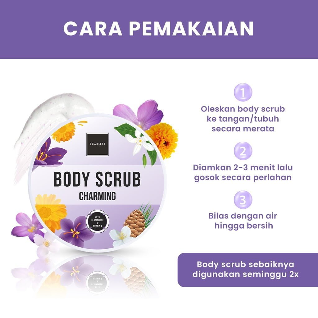 Scarlett Body Scrub Charming-1 Scarlett Body Scrub Charming - Gambar 3