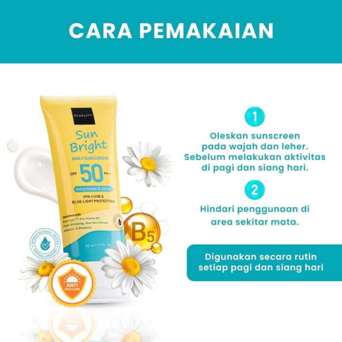 Scarlett Sun Bright Daily Sunscreen SPF 50 PA+++ - Gambar 3