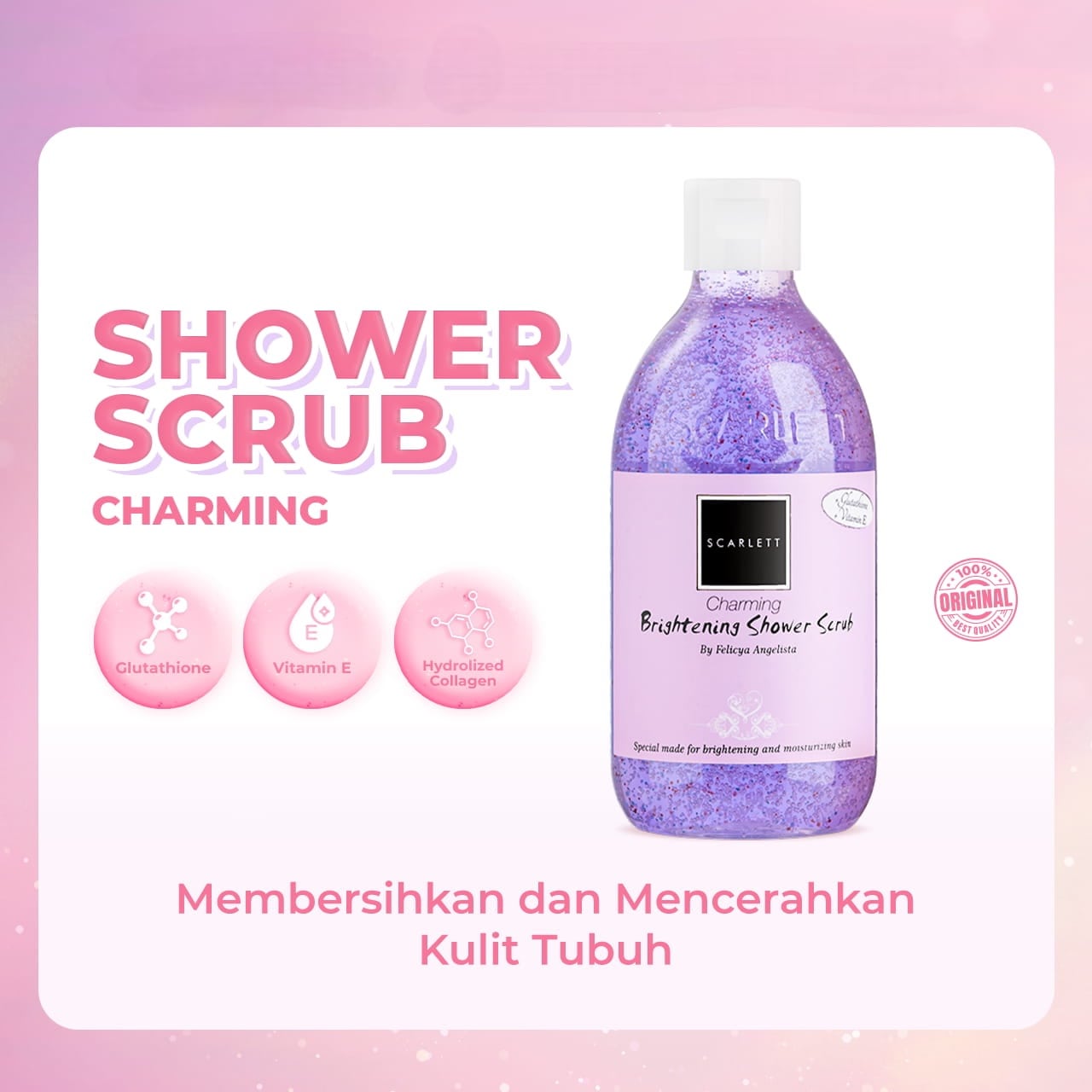 Scarlett Whitening Shower Scrub Charming-1 Scarlett Whitening Shower Scrub Charming - Gambar 1