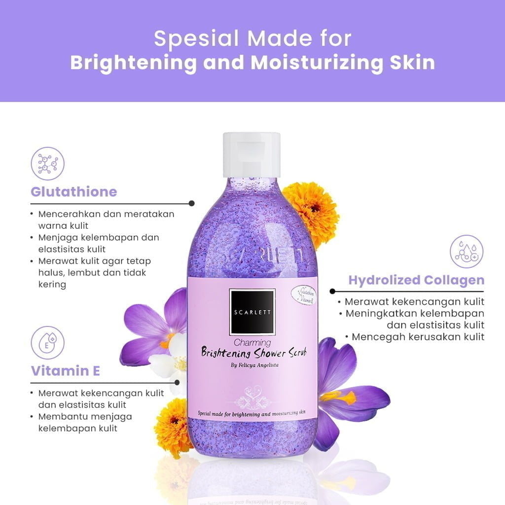 Scarlett Whitening Shower Scrub Charming-2 Scarlett Whitening Shower Scrub Charming - Gambar 2