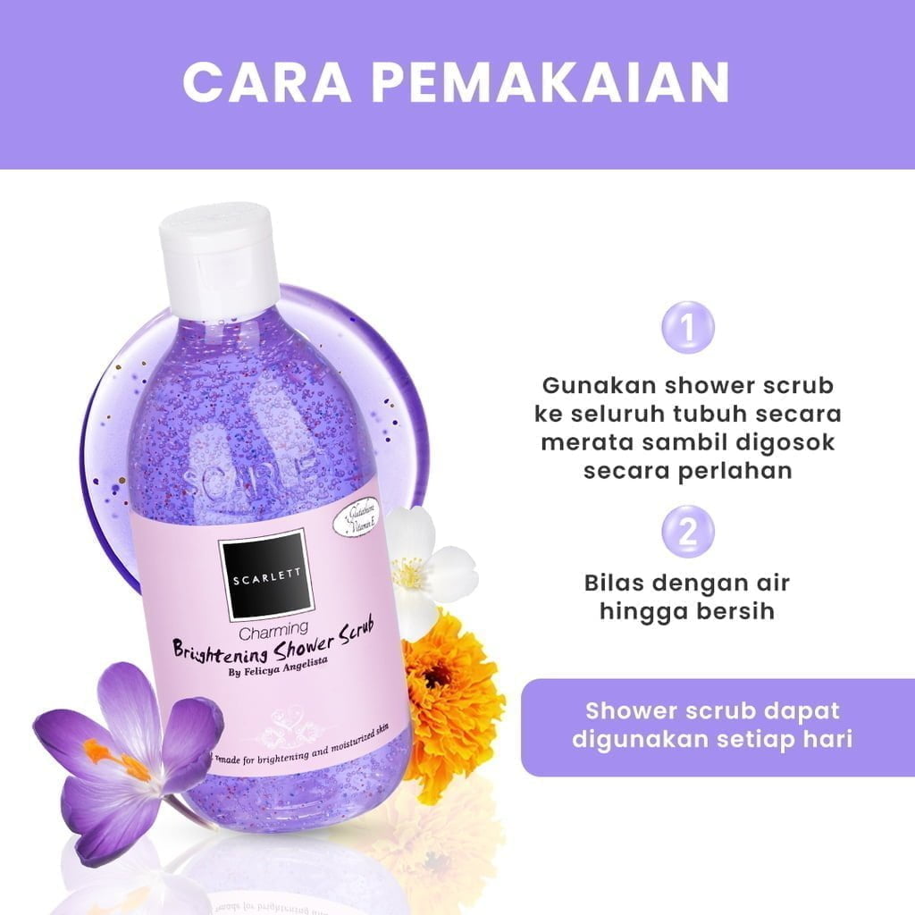 Scarlett Whitening Shower Scrub Charming-4 Scarlett Whitening Shower Scrub Charming - Gambar 3