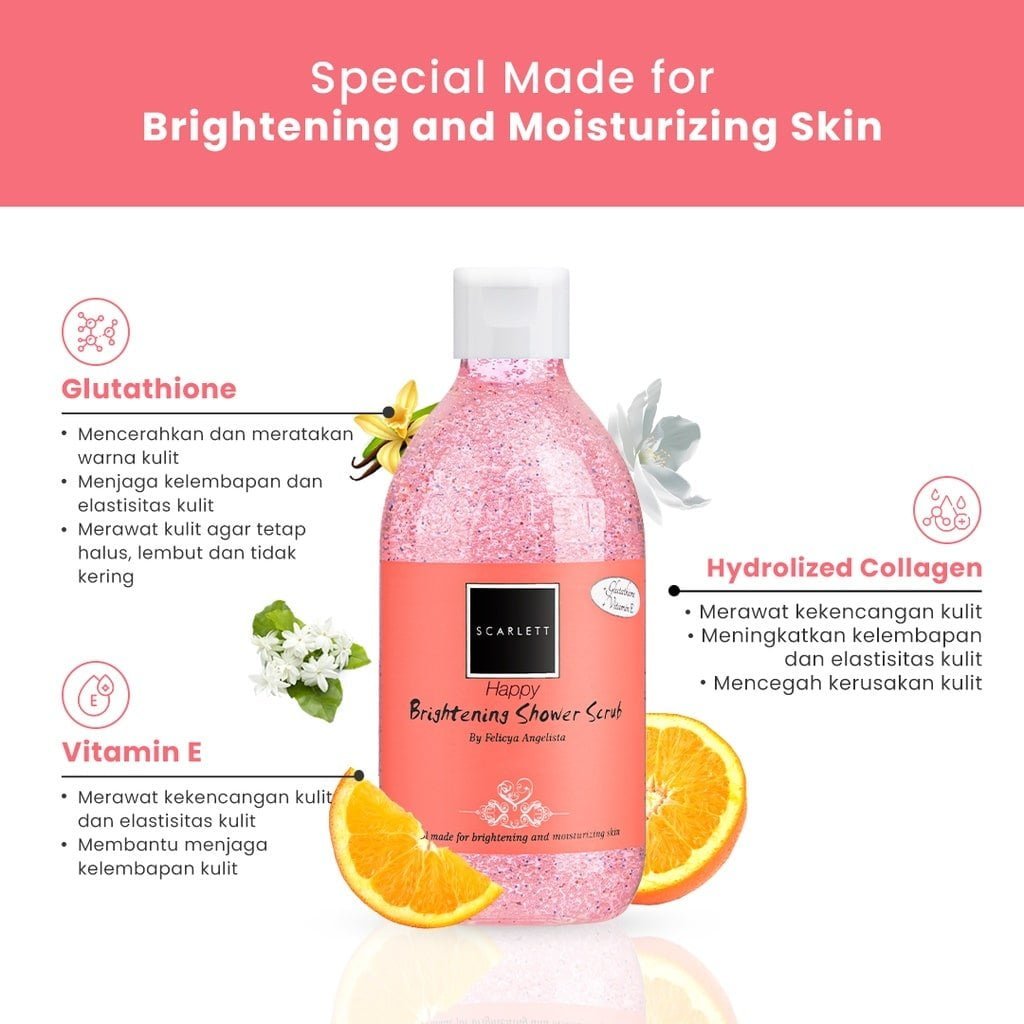 Scarlett Whitening Shower Scrub Happy-3 Scarlett Whitening Shower Scrub Happy - Gambar 4
