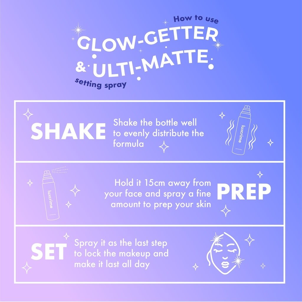 Luxcrime Glow-Getter Dewy Setting Spray6 Luxcrime Glow-Getter Dewy Setting Spray - Gambar 6