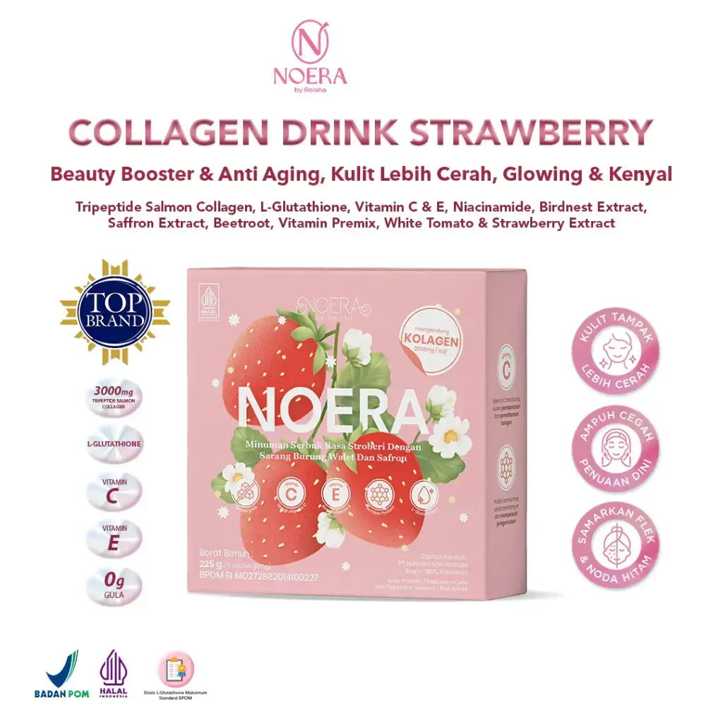 Noera Collagen Drink - Strawberry New3 Noera Collagen Drink - Strawberry - Gambar 1