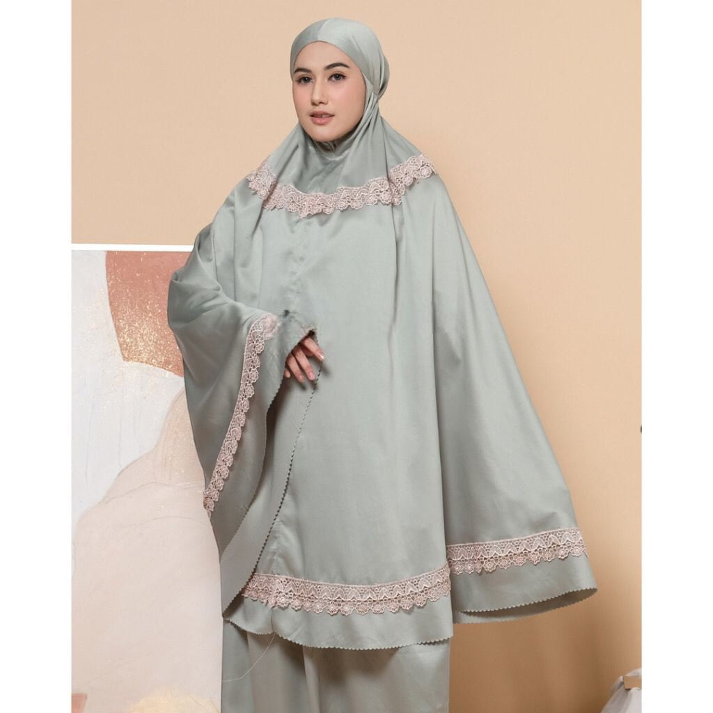 Mukena Silk Renda Mint Mukena Silk Renda - Gambar 5