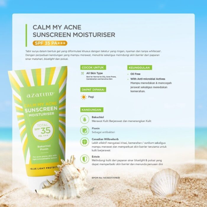 Azarine Calm My Acne Sunscreen Moisturiser SPF35 PA+++ - Gambar 2