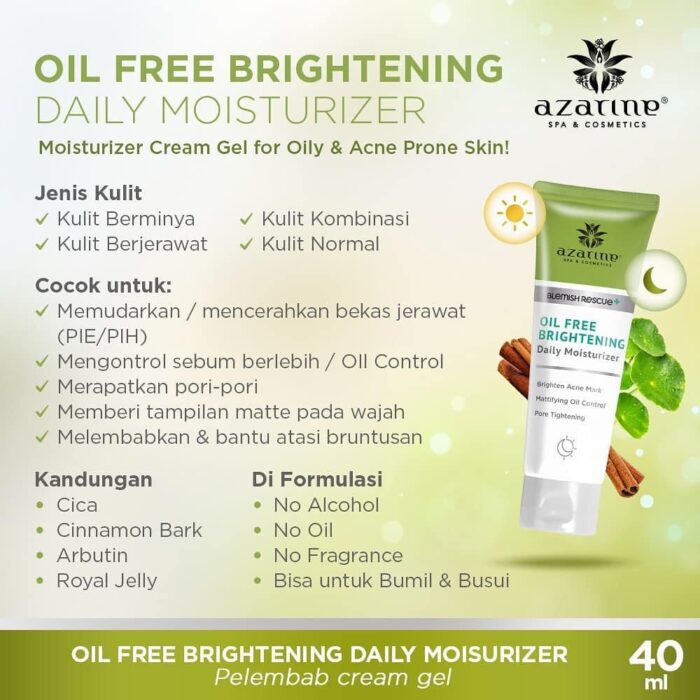 Azarine Oil Free Brightening Daily Moisturizer 40ml - Gambar 7