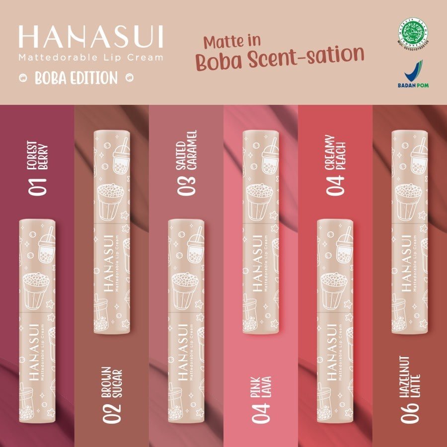 Hanasui Mattedorable Lip Cream Boba Edition Hanasui Mattedorable Lip Cream Boba Edition - Gambar 1