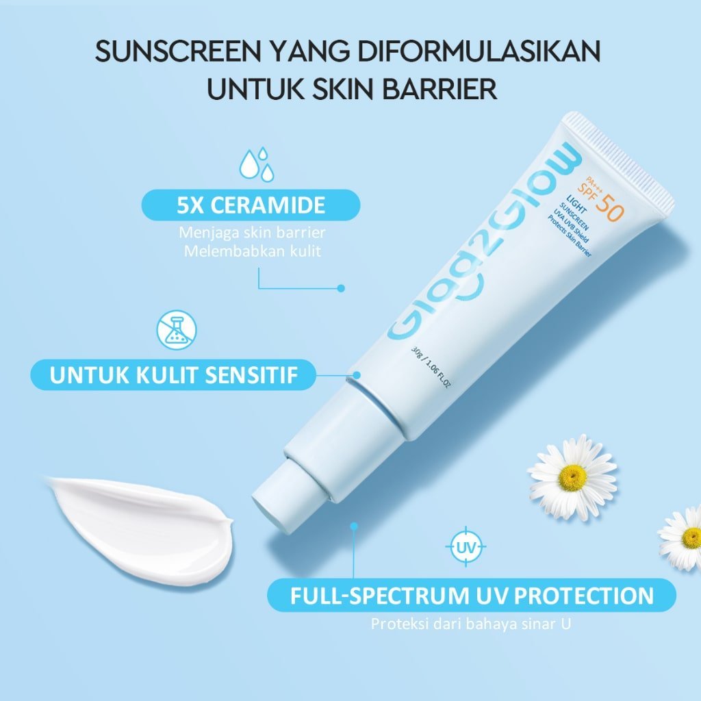 Glad2Glow Light Sunscreen Gel UV SPF50 PA+++ 30gr3 Glad2Glow Light Sunscreen Gel UV SPF50 PA+++ 30gr - Gambar 2