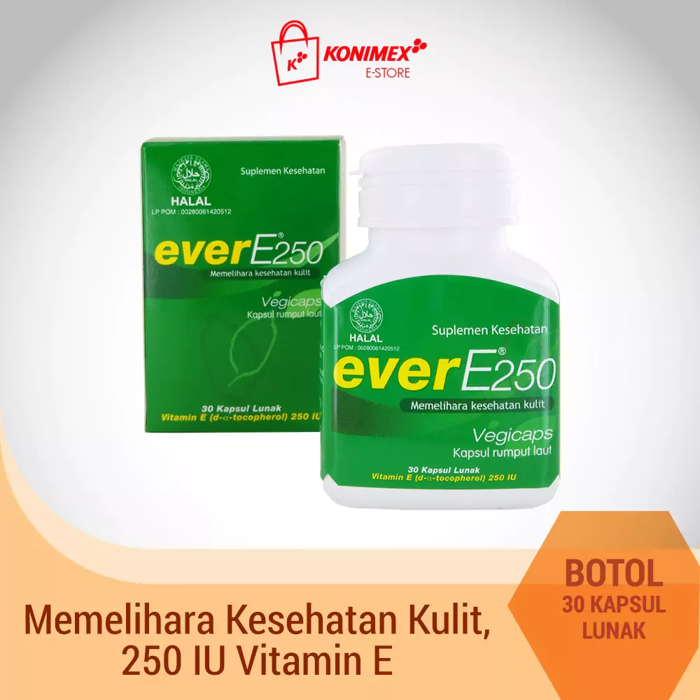 EverE250 Vitamin E Botol Isi 30 Softcapsule1 EverE250 Vitamin E Botol Isi 30 Softcapsule - Gambar 1