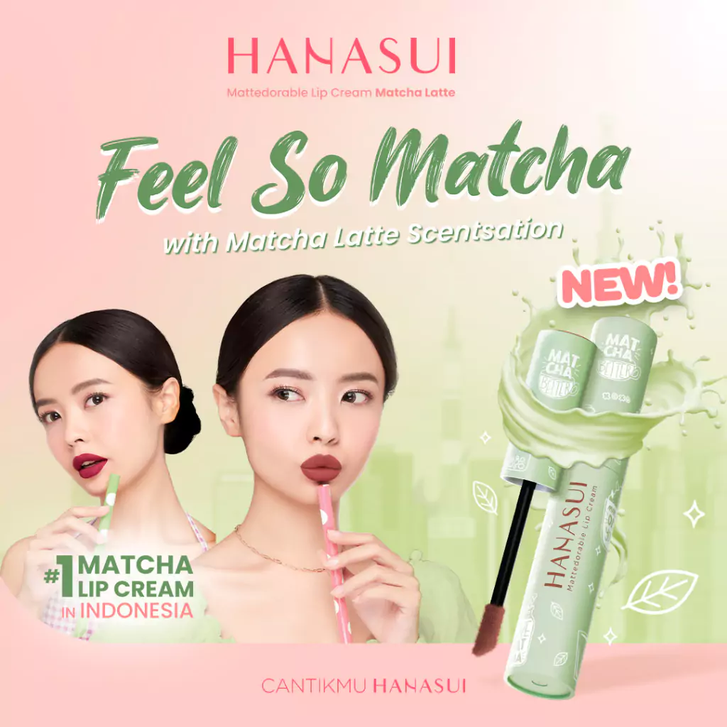 Hanasui Mattedorable Lip Cream Matcha Latte Edition2 Hanasui Mattedorable Lip Cream Matcha Latte Edition - Gambar 1