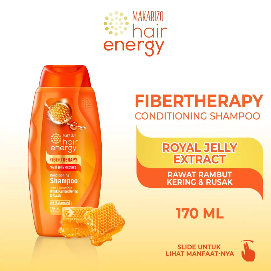 Makarizo Hair Energy Fibertherapy Royal Jelly Conditioning Shampoo 170ml1 Makarizo Fibertherapy Royal Jelly Conditioning Shampoo 170ml - Gambar 1
