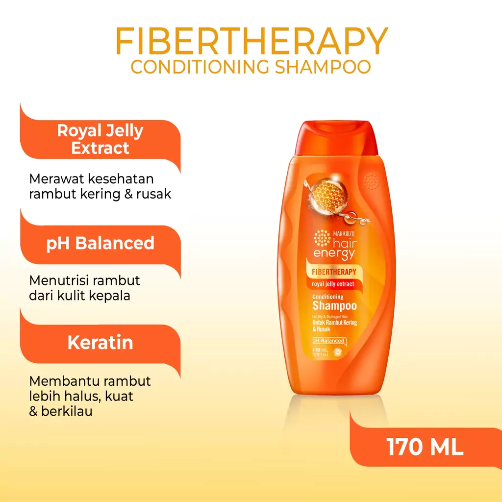 Makarizo Hair Energy Fibertherapy Royal Jelly Conditioning Shampoo 170ml2 Makarizo Fibertherapy Royal Jelly Conditioning Shampoo 170ml - Gambar 2