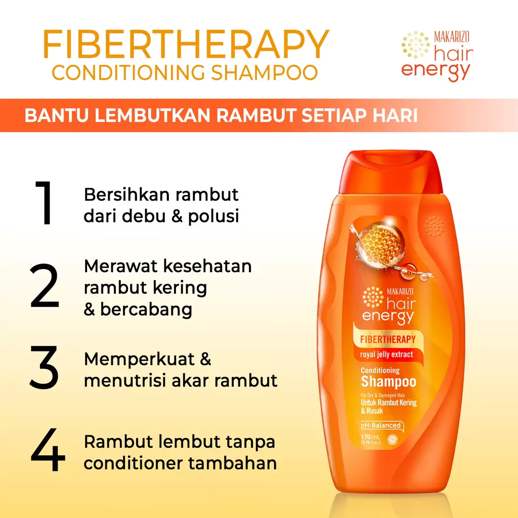 Makarizo Hair Energy Fibertherapy Royal Jelly Conditioning Shampoo 170ml4 Makarizo Fibertherapy Royal Jelly Conditioning Shampoo 170ml - Gambar 4