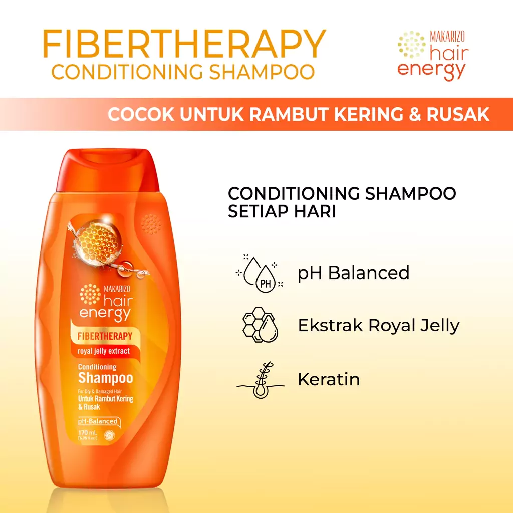 Makarizo Hair Energy Fibertherapy Royal Jelly Conditioning Shampoo 170ml5 Makarizo Fibertherapy Royal Jelly Conditioning Shampoo 170ml - Gambar 3