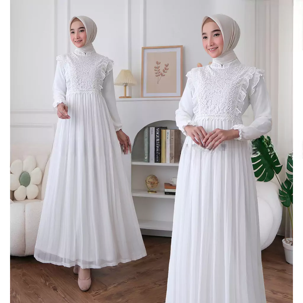 Syafa White Dress5 Syafa White Dress - Gambar 1