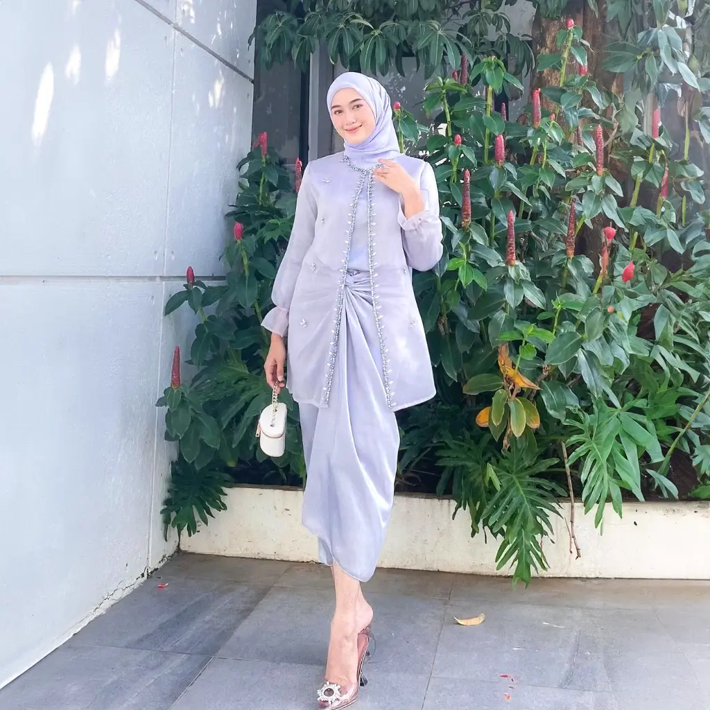 One Set Jeema Organza Grey One Set Jeema Organza - Gambar 4