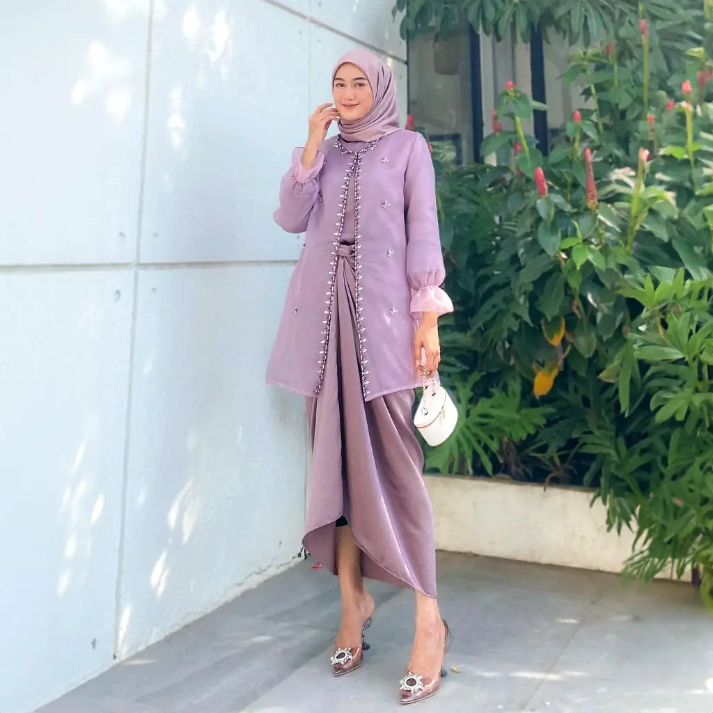 One Set Jeema Organza Lavender One Set Jeema Organza - Gambar 1
