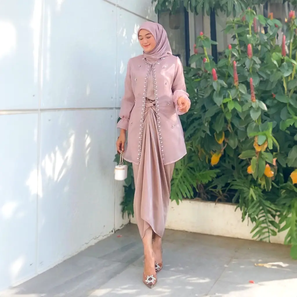 One Set Jeema Organza Mocca One Set Jeema Organza - Gambar 3