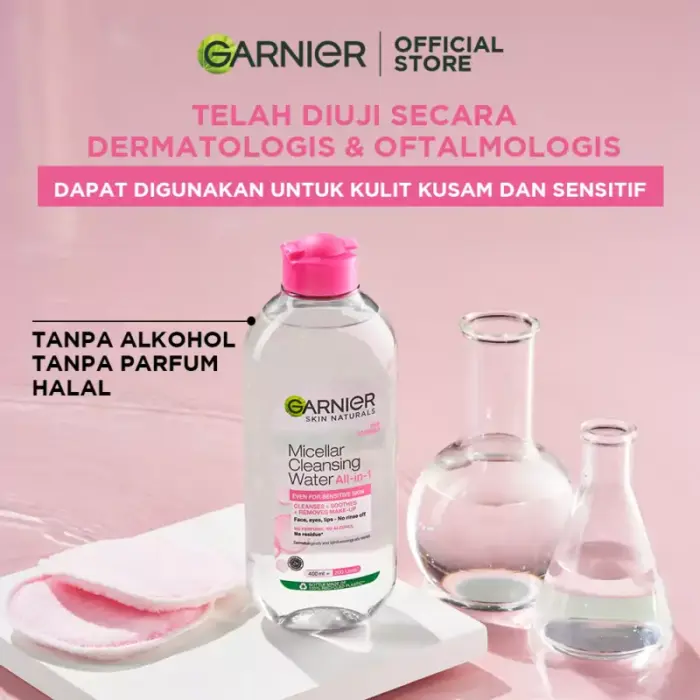 Garnier Micellar Cleansing Water Pink Skin Care 400 ml - Gambar 6