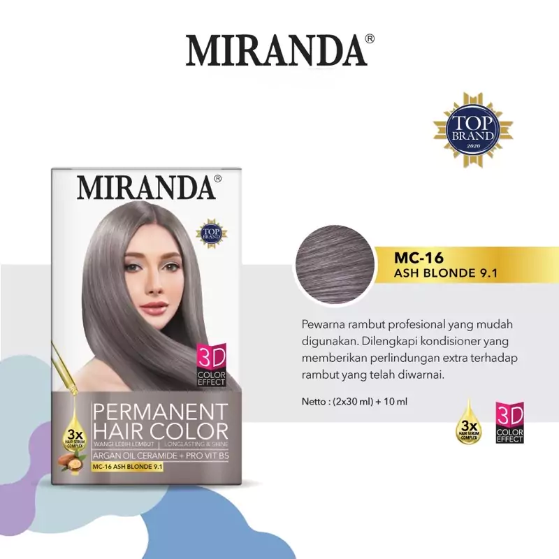 Miranda Hair Color MC16 Ash Blonde Miranda Hair Color MC16 Ash Blonde 30ml - Gambar 1