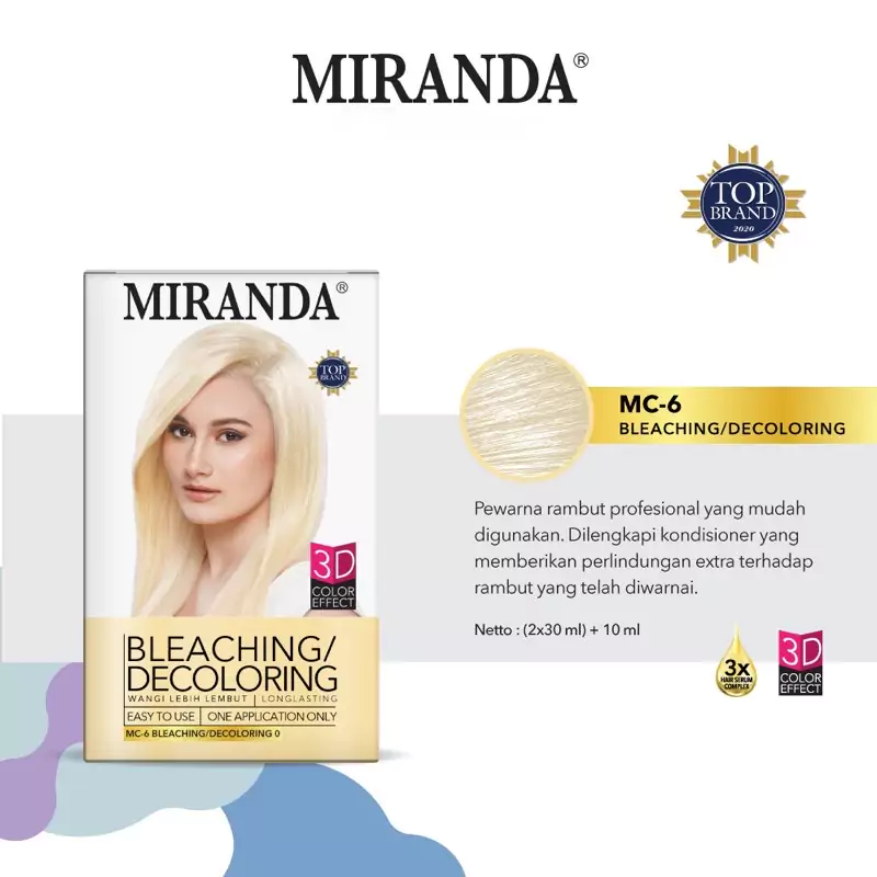Miranda Hair Color MC6 Bleaching Miranda Hair Color MC6 Bleaching 30ml - Gambar 1