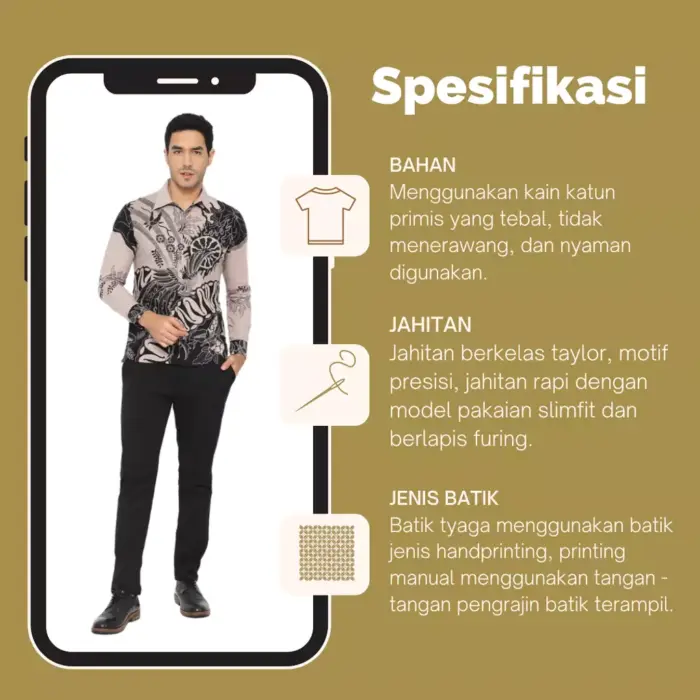 Kemeja Batik Pria Jogja 46 - Gambar 3