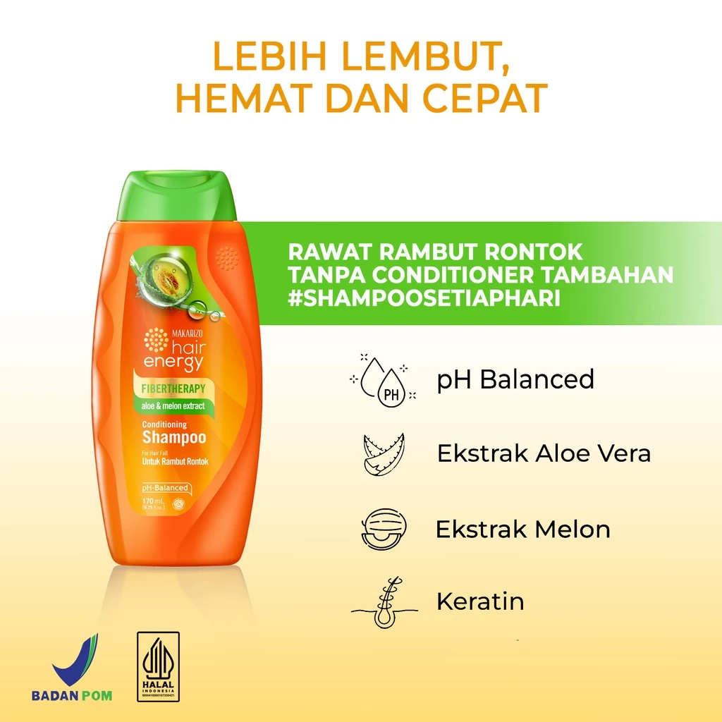 Makarizo Fibertherapy Aloe & Melon Extract Conditioning Shampoo 21 Makarizo  Fibertherapy Aloe & Melon Extract Conditioning Shampoo 170ml - Gambar 4