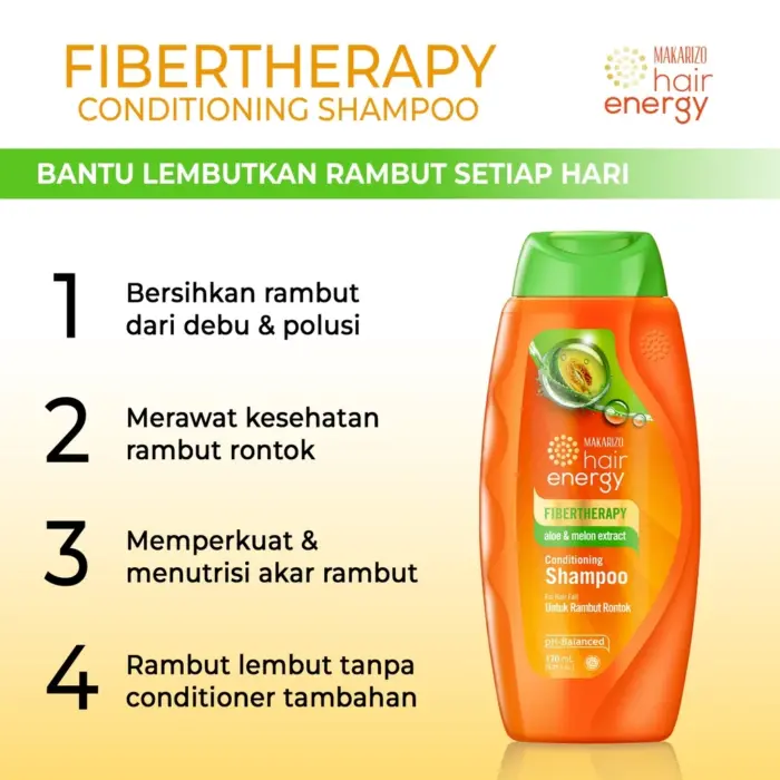Makarizo  Fibertherapy Aloe & Melon Extract Shampoo 170ml - Gambar 3